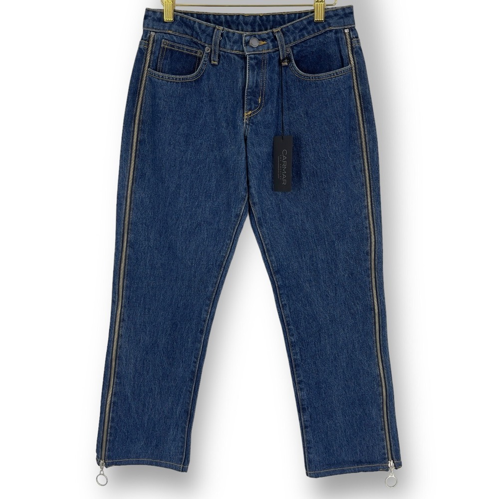 Carmar Desdemona Mid Rise Relaxed Fit Ankle Length Zip Side Jeans Womens 27